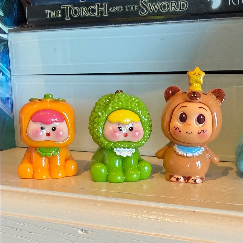 Cute Mini Animal Figurine Toy Set - Orange, Green, Brown